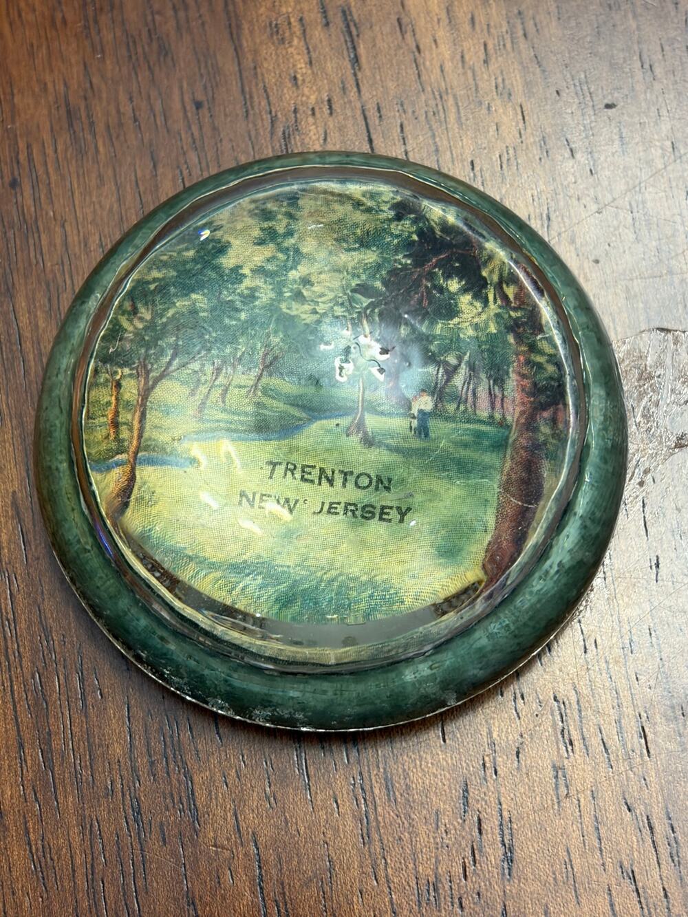 Vintage Trenton, Nj glass paperweight